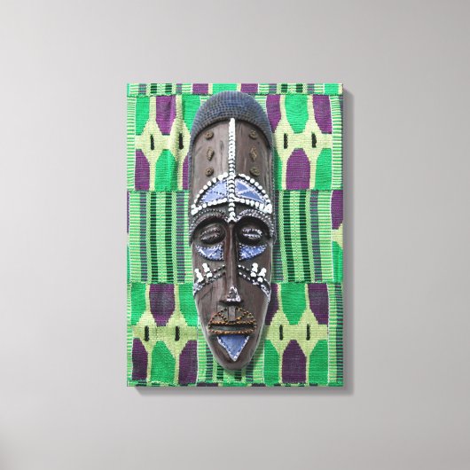 African Tribal Mask Green Paarse Canvas (Voorkant)