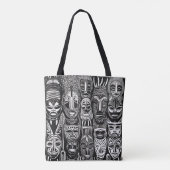 African Tribal Masks Zwart Wit Tas (Achterkant)