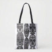African Tribal Masks Zwart Wit Tas (Voorkant)