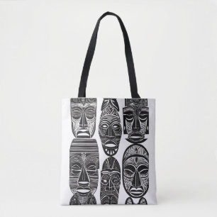 African Tribal Masks Zwart Wit Tas
