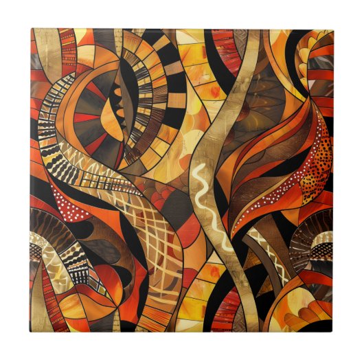 African Tribal Pattern Ceramic Tegel Tegeltje (Voorkant)