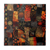 African Tribal Pattern Ceramic Tegel Tegeltje (Voorkant)