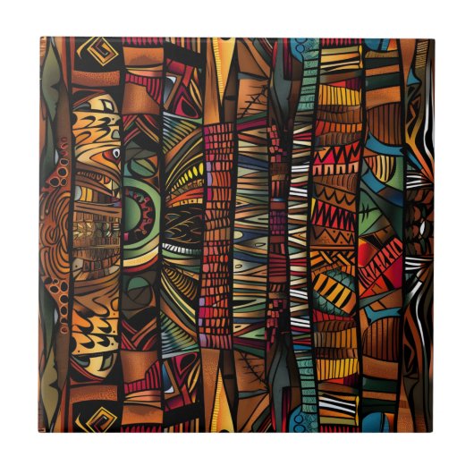 African Tribal Pattern Ceramic Tegel Tegeltje (Voorkant)