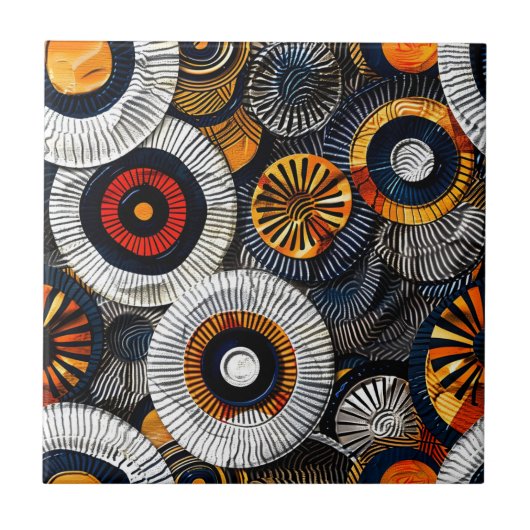 African Tribal Pattern Ceramic Tegel Tegeltje (Voorkant)