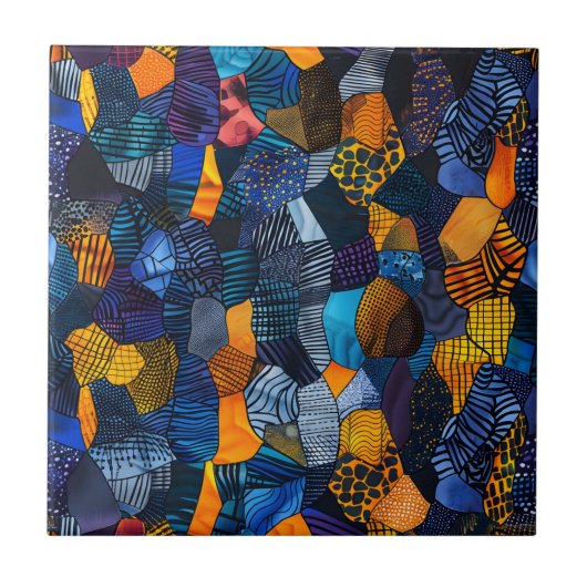 African Tribal Pattern Ceramic Tegel Tegeltje (Voorkant)