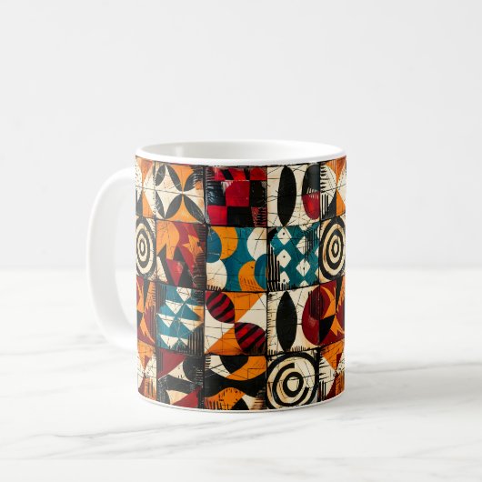 African Tribal Pattern Coffee Mok (Voorkant links)