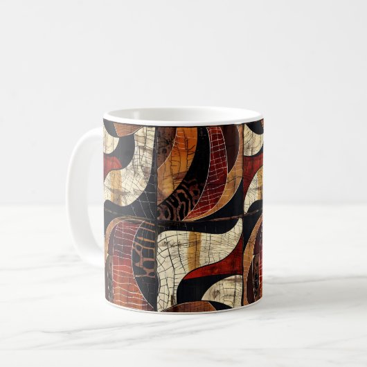 African Tribal Pattern Coffee Mok (Voorkant links)