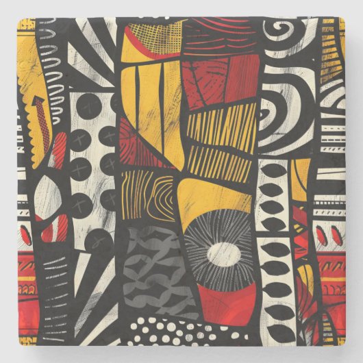 African Tribal Pattern Stone Onderzetter (Voorkant)