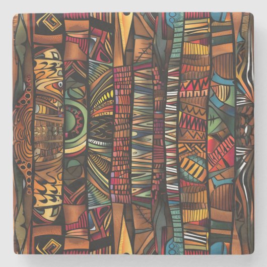 African Tribal Pattern Stone Onderzetter (Voorkant)
