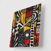 African Tribal Pattern Wall Clock Vierkante Klok (Hoek)