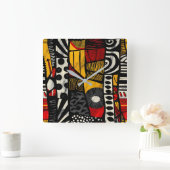 African Tribal Pattern Wall Clock Vierkante Klok (Huis)