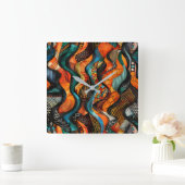 African Tribal Pattern Wall Clock Vierkante Klok (Huis)