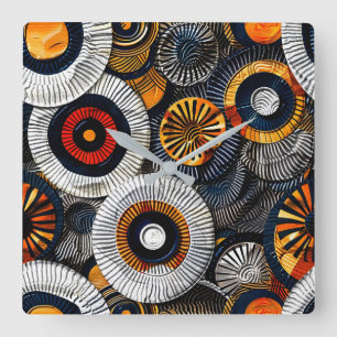 African Tribal Pattern Wall Clock Vierkante Klok