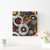 African Tribal Pattern Wall Clock Vierkante Klok (Huis)