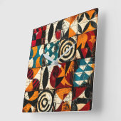 African Tribal Pattern Wall Clock Vierkante Klok (Hoek)
