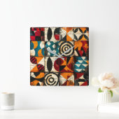 African Tribal Pattern Wall Clock Vierkante Klok (Huis)
