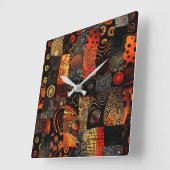 African Tribal Pattern Wall Clock Vierkante Klok (Hoek)