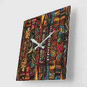 African Tribal Pattern Wall Clock Vierkante Klok (Hoek)