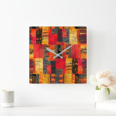 African Tribal Pattern Wall Clock Vierkante Klok (Huis)