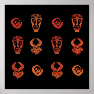 african tribe decorated masks poster