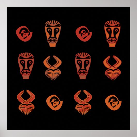 african tribe decorated masks poster (Voorkant)
