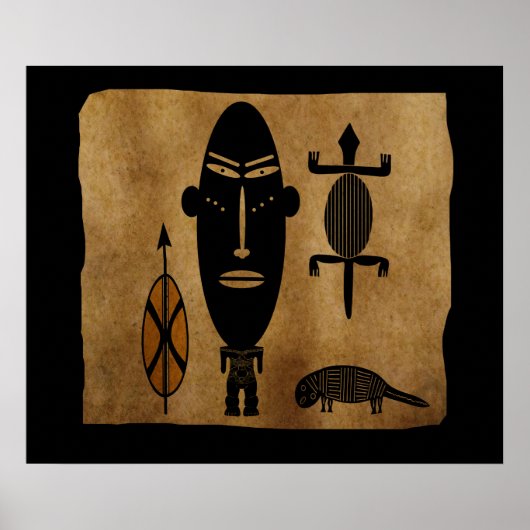 african tribe warrior scene poster (Voorkant)