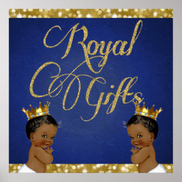African Twin BOYS |Gold Glitter Royal Gifts Sign Poster
