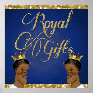 African Twin BOYS Gold Glitter Royal Gifts Sign Poster
