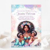 African Twin Mermaid Baby shower Kaart