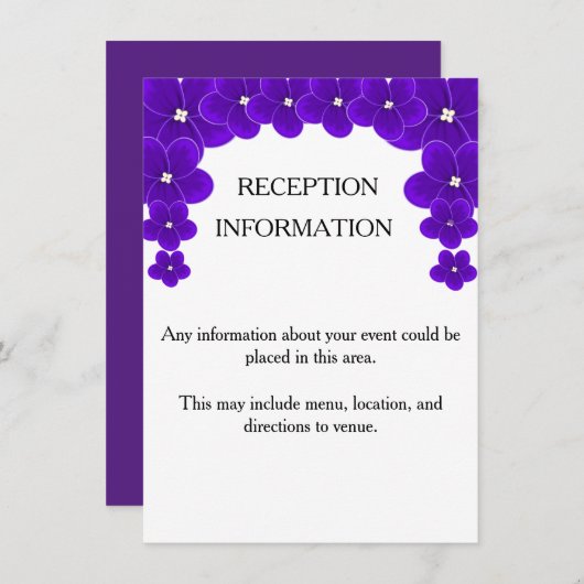 African Violet Invitation Insert Kaart (Voorkant / Achterkant)