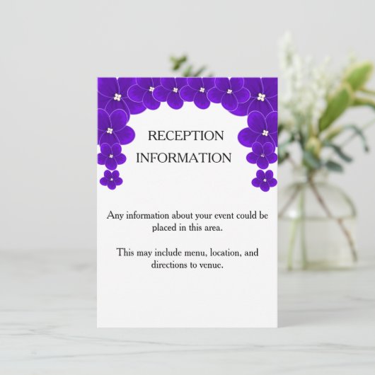 African Violet Invitation Insert Kaart (Staand voorkant)