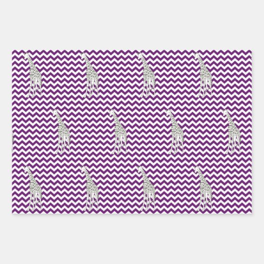 African Violet Safari Chevron met Pop Art Giraffe Inpakpapier Vel (Voorkant)