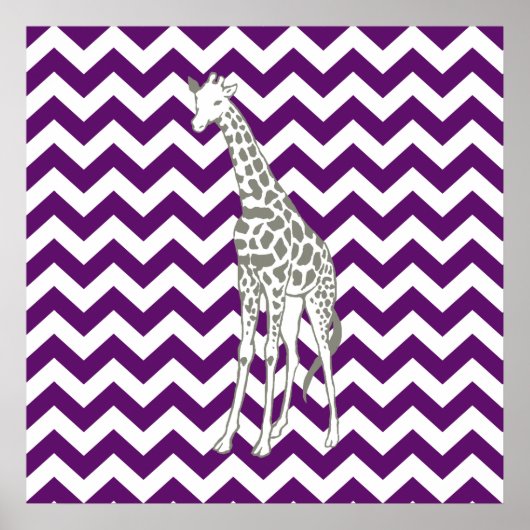 African Violet Safari Chevron met Pop Art Giraffe Poster (Voorkant)