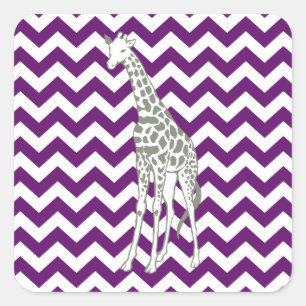 African Violet Safari Chevron met Pop Art Giraffe Vierkante Sticker