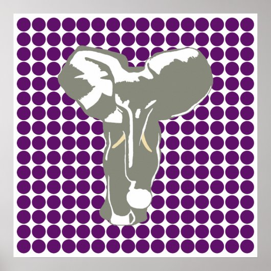 African Violet Safari Dot with Pop Art Elephant Poster (Voorkant)