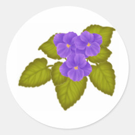 African Violets Paarse Ronde Sticker