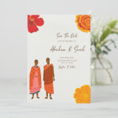 African Wedding Save the Date Kaart (Staand voorkant)