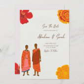 African Wedding Save the Date Kaart (Voorkant / Achterkant)