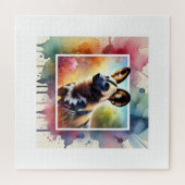 African Wild Dog 010924AREF137 - Watercolor Legpuzzel (Horizontaal)