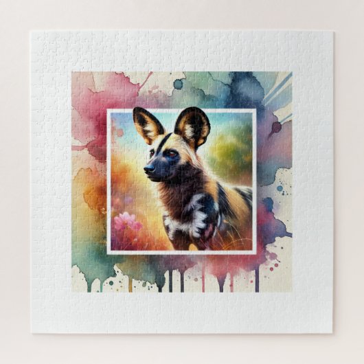 African Wild Dog 010924AREF137 - Watercolor Legpuzzel (Verticaal)