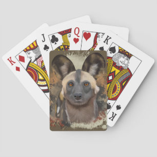 African Wild Dog Abstract Paint Splatter Pokerkaarten