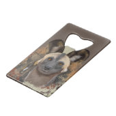 African Wild Dog Abstract Paint Splatter Wildlife Creditkaart Flessenopener (Achterkant Gekanteld)