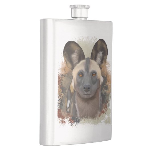 African Wild Dog Abstract Paint Splatter Wildlife Flacon (Rechts)