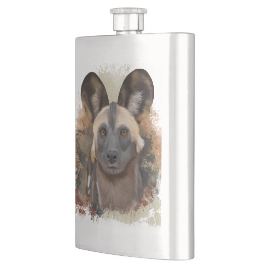 African Wild Dog Abstract Paint Splatter Wildlife Flacon (Links)
