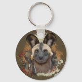 African Wild Dog Abstract Paint Splatter Wildlife Sleutelhanger (Achterkant)