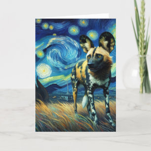 African Wild Dog Sterrennacht Van Gogh Kaart