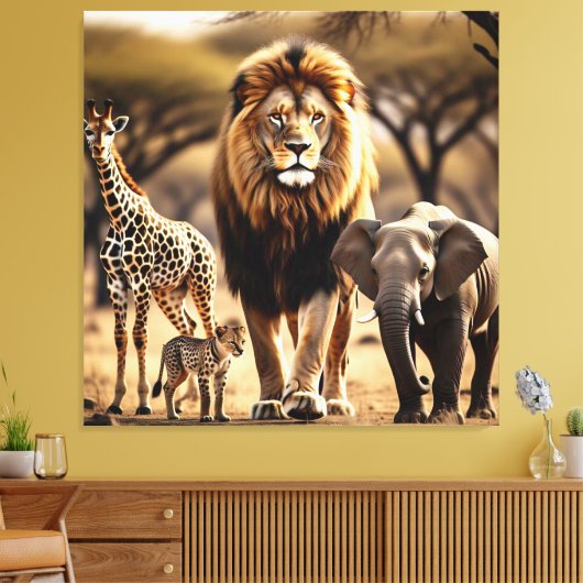 African Wildlife Canvas Afdruk (Insitu (Woonkamer))