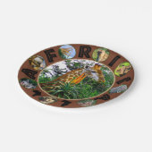 African Wildlife Circle Collage Giraffe Aloë Papieren Bordje (Gekanteld)