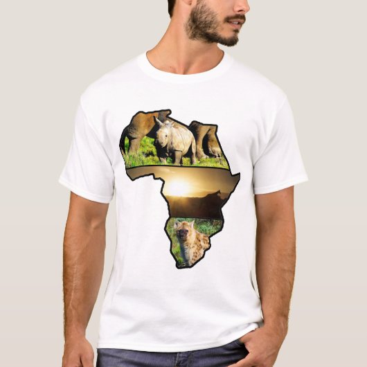 African Wildlife Continent Hyena, Rhino, Giraffe T-shirt (Voorkant)