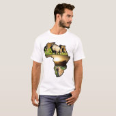 African Wildlife Continent Hyena, Rhino, Giraffe T-shirt (Voorkant volledig)